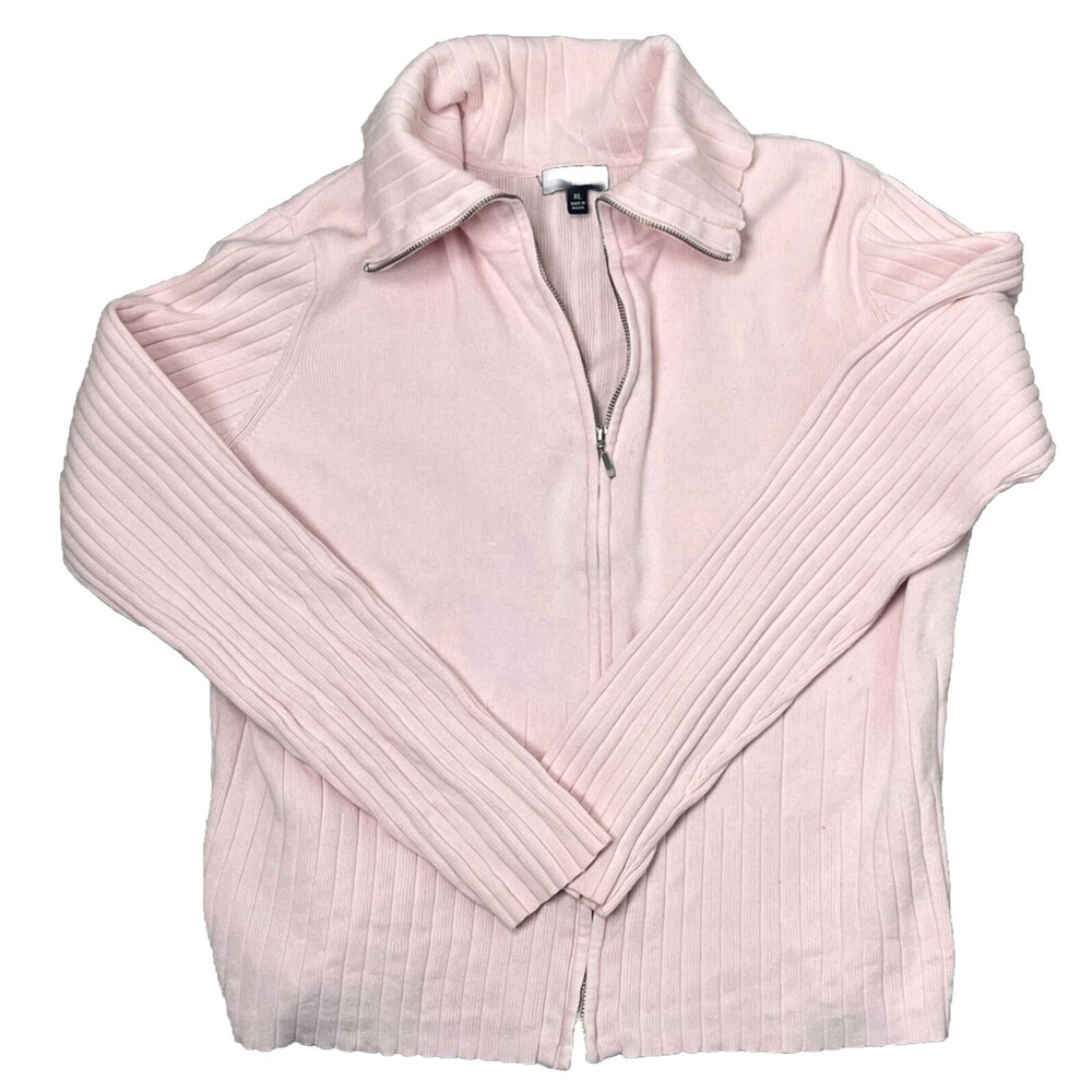 Preview International Cardigan‎ Sweater Full Zip Vintage Y2K Lightweight Pink XL